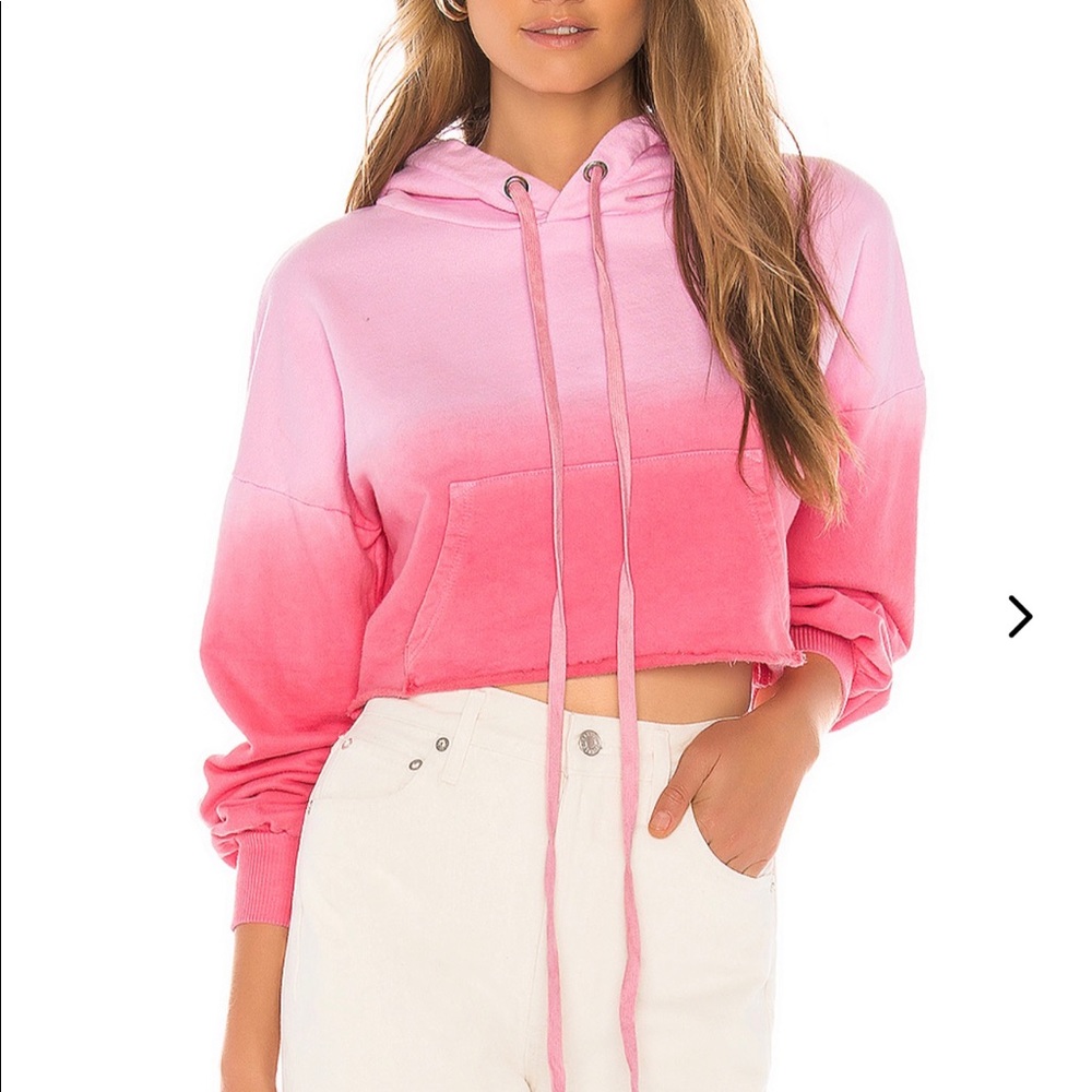 Lovers + Friends- Sammy cropped hoodie Pink Ombré.